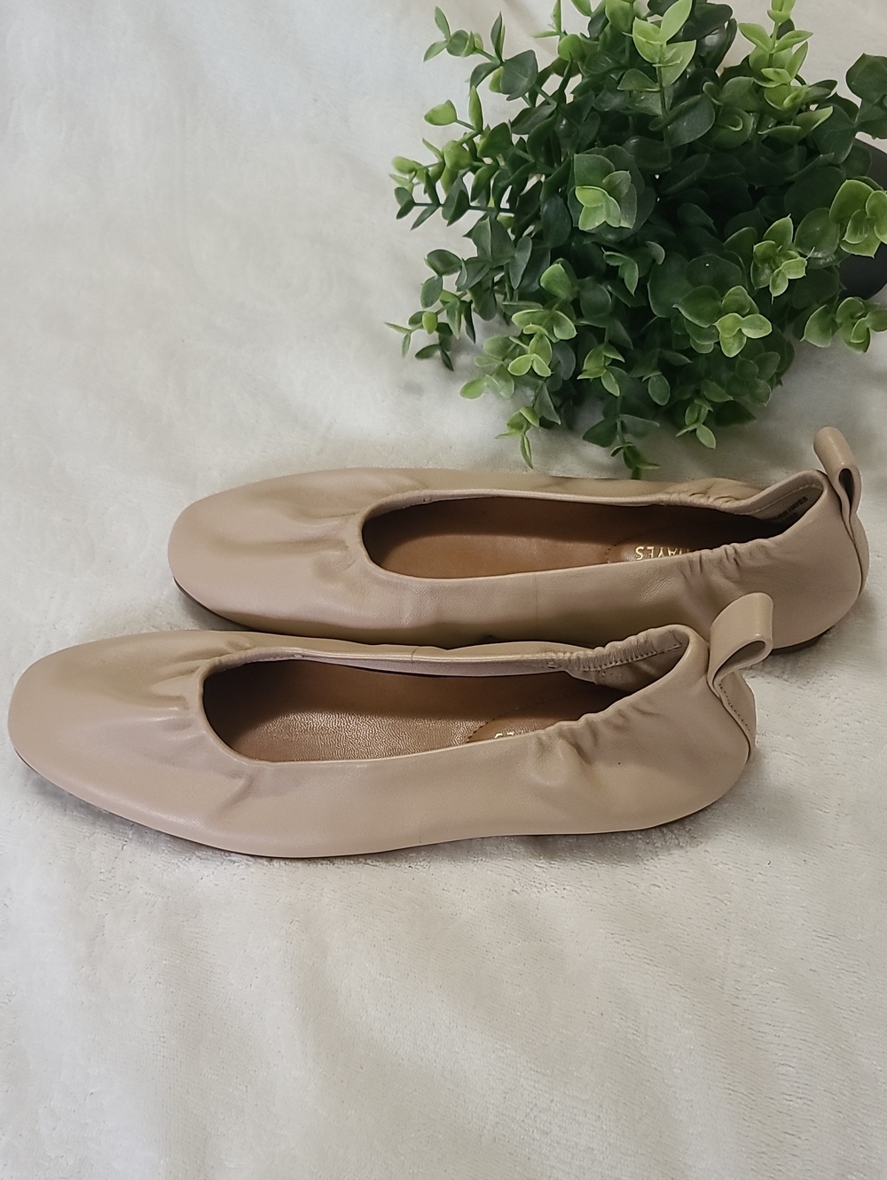 Denver Hayes Ava Sheep Leather Ballet Flats Square Toe Elastic Size 8